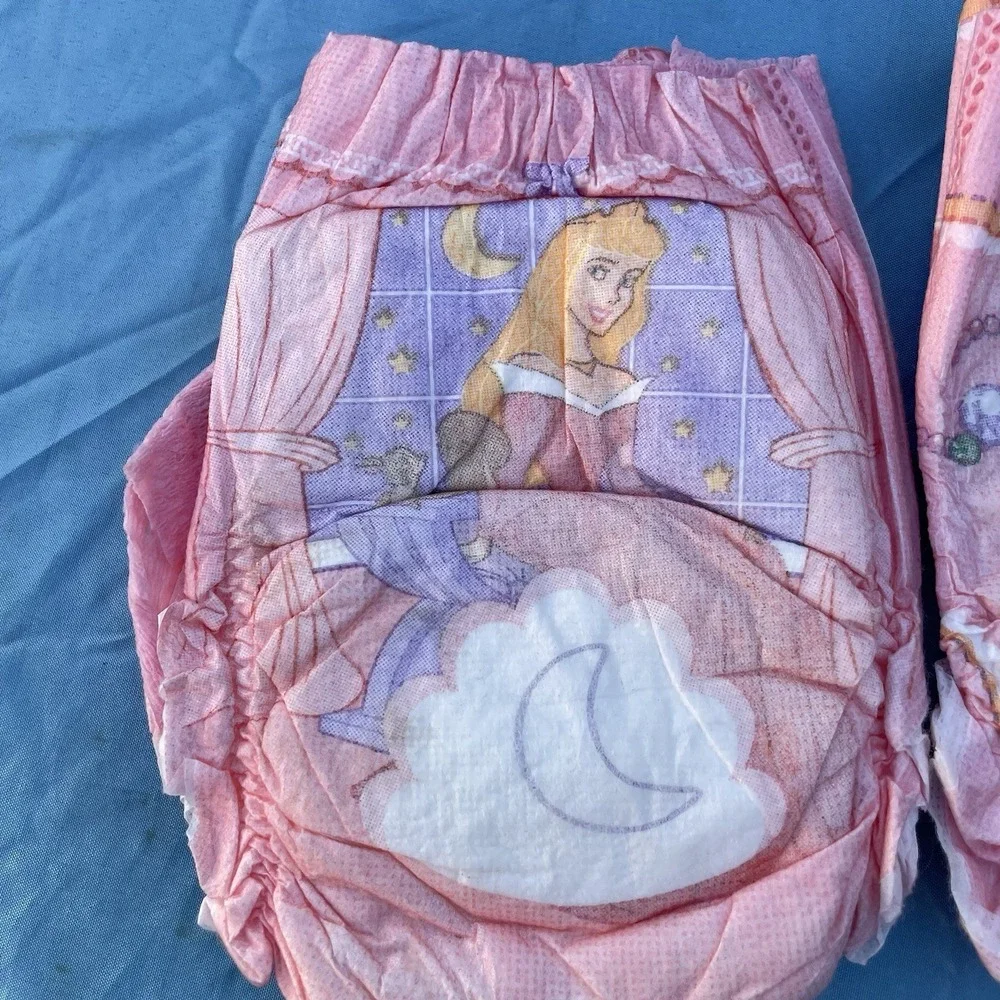 2 Vintage Disney Princess Huggies Pull-Ups 5(?) Aurora / Belle Cinderella Tiana